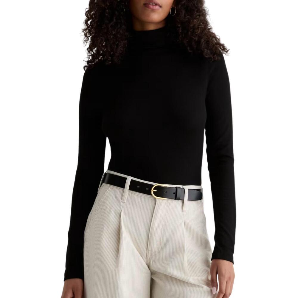 NEW AG JEANS chels turtleneck top in super black